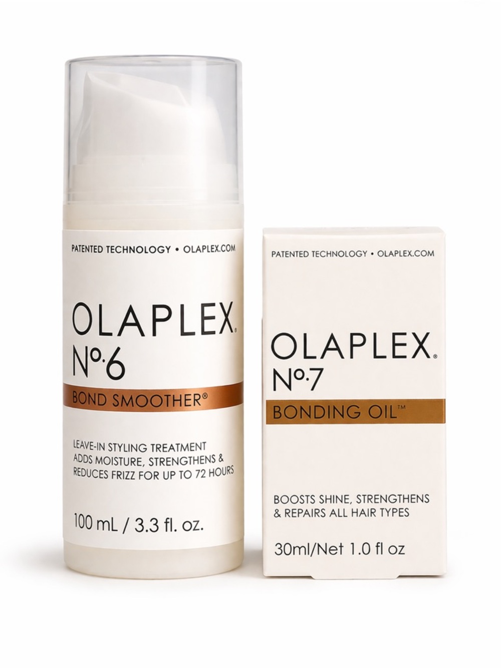 OLAPLEX No.6 Bond Smoother & No.7 Bonding Oil - White with Brown Accent